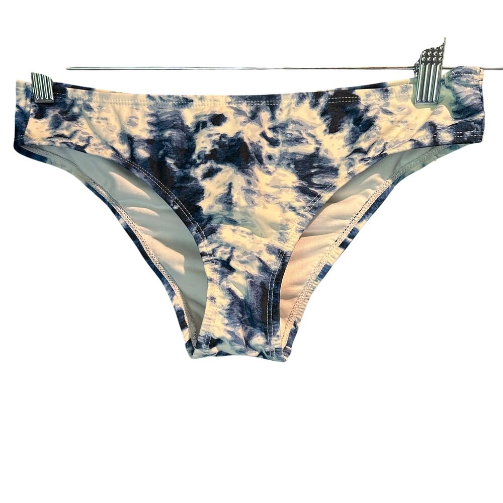 Size Medium Boho Retro Blue & White Tie Dyed Hot Water Bikini Bottoms Hot Tub